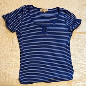 Jones New York & Navy Striped Short Sleeve Top